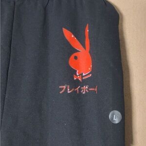 PLAYBOY Black Joggers with Red Accent
